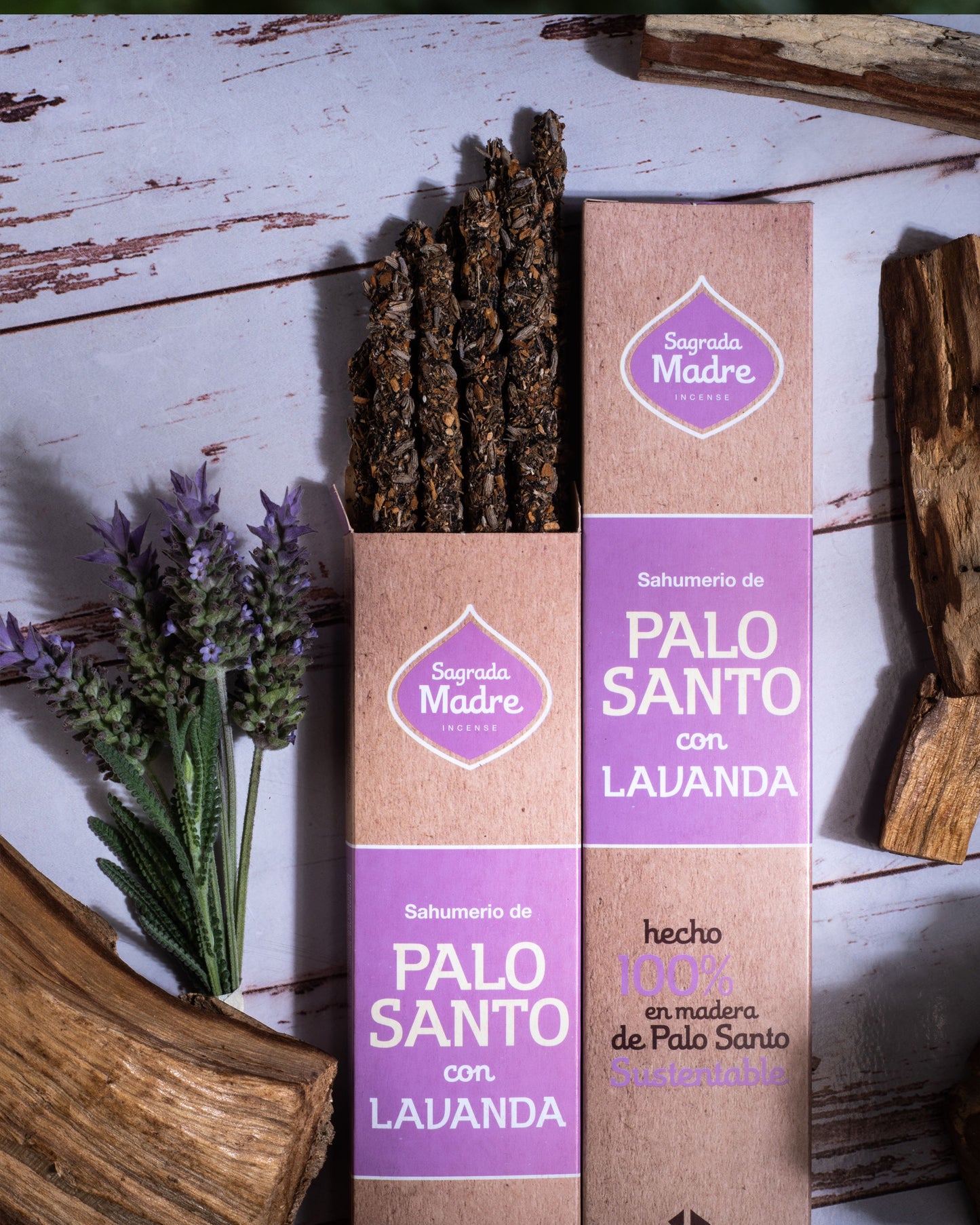 Sagrada Madre Palo Santo Lavendel Raeucherstaebchen Close Up
