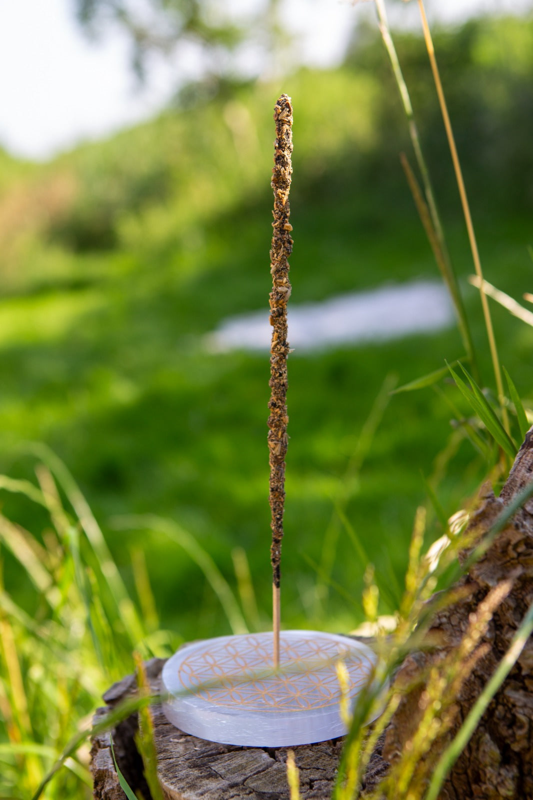 Räucherstäbchenhalter Selenit Blume des Lebens